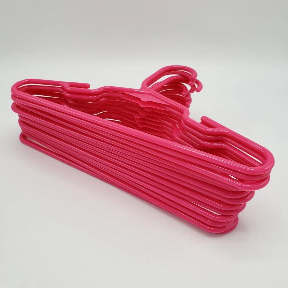 Lot of 17 Childrens Kids Clothes Hangers Plastic 16 Top Notched and 1 Pant Clips